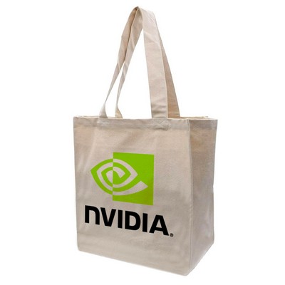 10 Oz. Cotton Canvas Zippered Grocery Tote Bag with Full Color Print