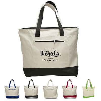 Zippered Canvas Tote Bag