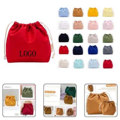 Cotton Canvas Drawstring Pouch w/ Bottom Gusset