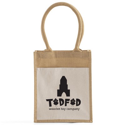 Petite Jute Tote w/ Cotton Front Pocket