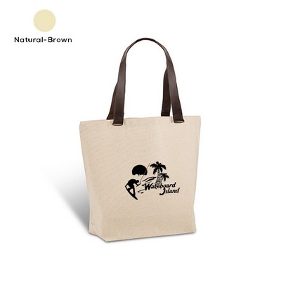 Faux Leather Handle Tote Bag