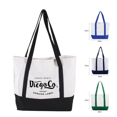 Cotton Canvas Zipped Boat Tote Bag