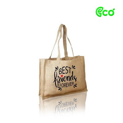 Ecofriendly Unlaminated Jute Shopping Bag with Self Handles